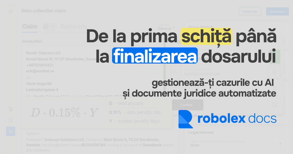 Robolex docs – automatizare juridică cu AI pentru avocați.